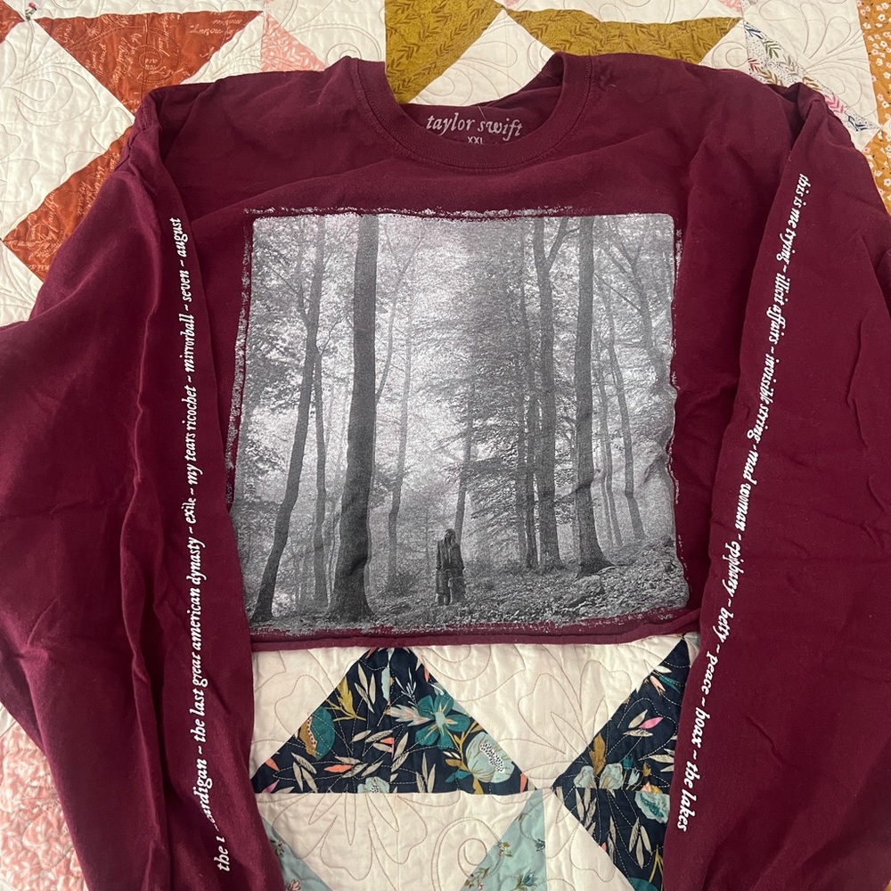 Folklore Burgundy Crop Top Long Sleeve